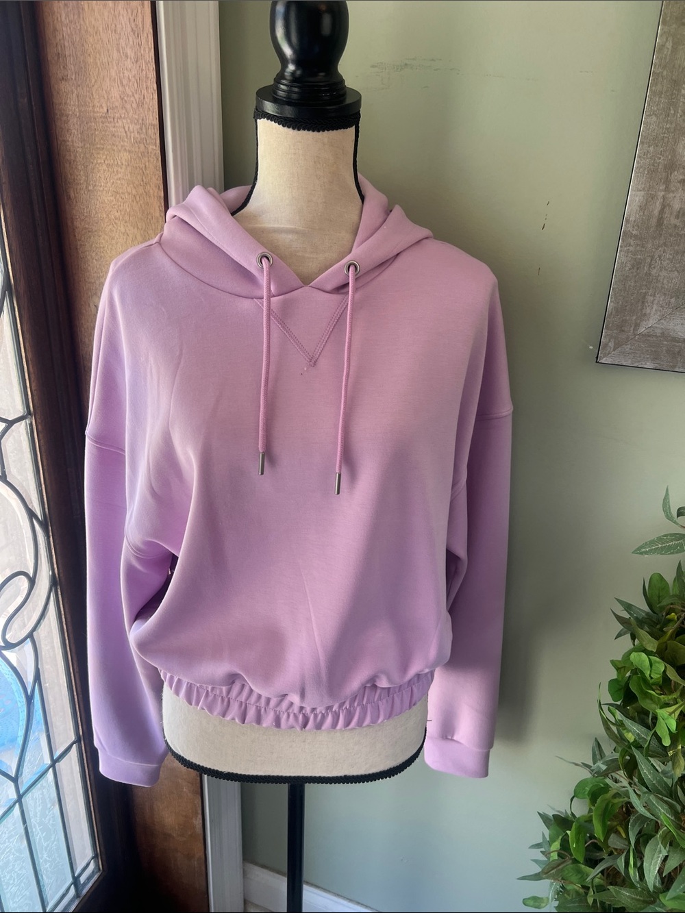 Cropped Lavender Drawstring Hoodie - Picture 6 of 13